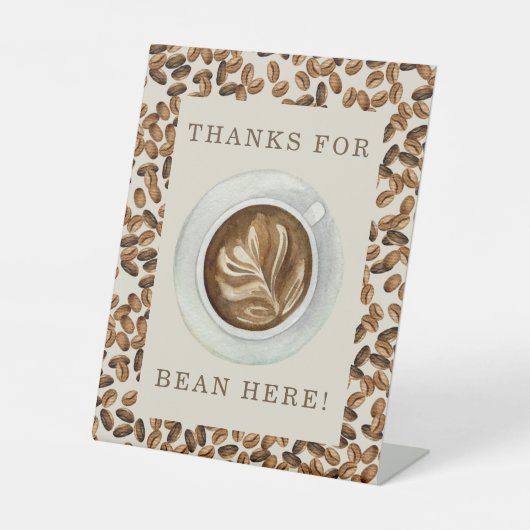 Signe De Table Merci Pour Bean Here Baby shower Café (Recto)