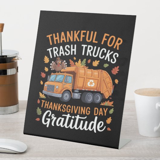 Signe De Table Merci pour Recycle Camion Thanksgiving Jour Garbag (In SItu)