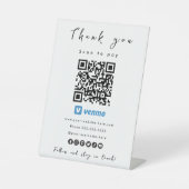 Signe De Table Merci Venmo QR Code Scan pour payer blanc (Recto)