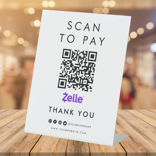 Signe De Table Merci Zelle numérisation pour payer QR Code modern