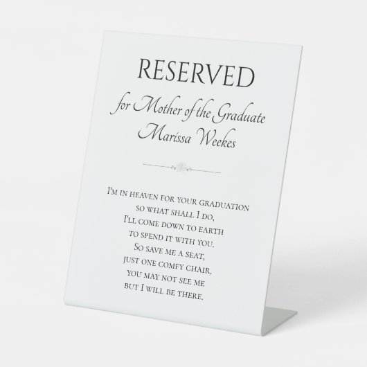 Signe De Table Mère de la chaire du Mémorial des diplômés (Recto)