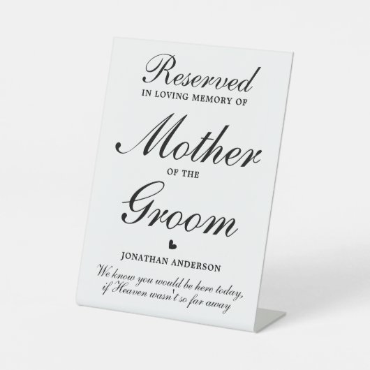 Signe De Table Mère de la chambre Réservé Siège Mariage commémora (Recto)
