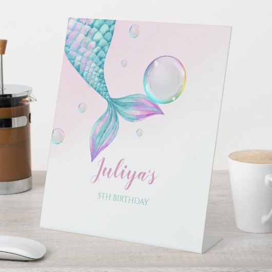 Signe De Table Mermaid Queue avec bulles Anniversaire (In SItu)