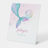 Signe De Table Mermaid Queue avec bulles Anniversaire (Recto)