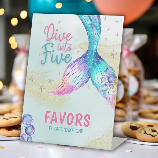 Signe De Table Mermaid Tail glitter dive into five Favors