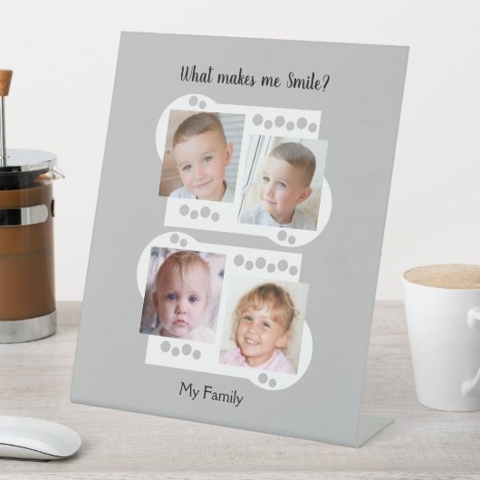 Signe De Table Mes photos de famille blanc et gris (In SItu)