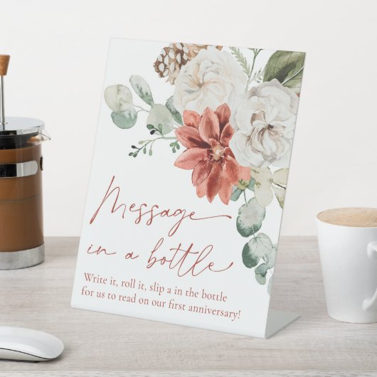 Signe De Table Message de Noël d'hiver rouge dans une botte Jeu (In SItu)