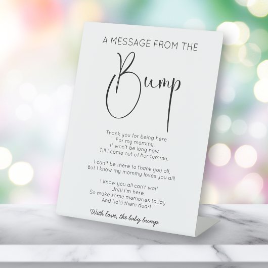 Signe De Table Message De Script Moderne Du Baby shower Bump