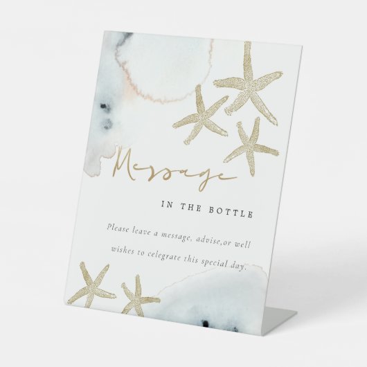 Signe De Table Message Gold Starfish dans la Fête des mariées bou (Recto)
