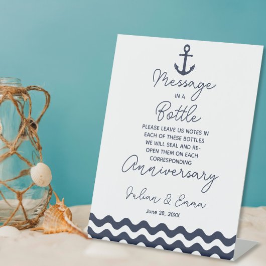 Signe De Table message mariage marine et blanc dans une impressio