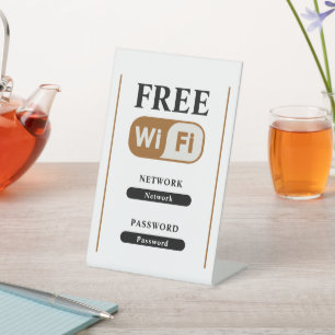 Signe De Table Métal Wifi Gratuit Minimaliste Blanc