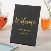 Signe De Table Métallique Or & Noir Professionnel Moderne Élégant (In SItu)