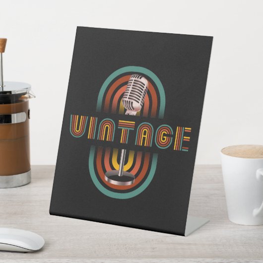 Signe De Table Microphone de Musique Chanson Vintage (In SItu)
