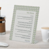 Signe De Table Mid Century Mod Retro Mariage Olive Green Menu (In SItu)