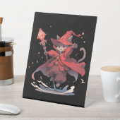 Signe De Table Mignon Héros Chat Mage Rouge (In SItu)