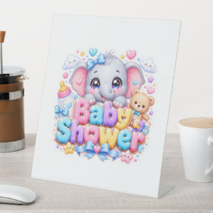 Signe De Table Mignon Kawaii Éléphant Rose Pastel pour Baby Showe
