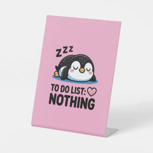 Signe De Table mignon pingouin endormi, liste de choses à faire r