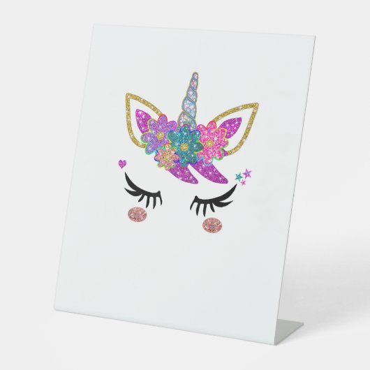 Signe De Table Mignonne Unicorn Anniversaire (Recto)