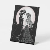 Signe De Table Mignons enfants gothiques emo s'embrassent pour la (Recto)