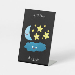 Signe De Table Mignons étoiles chantant, lune et bande dessinée d
