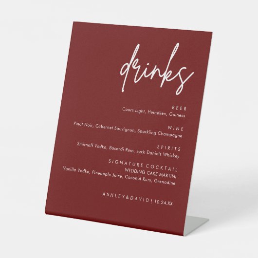 Signe De Table Mini-bar Mariage Bourgogne (Recto)