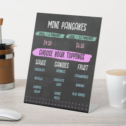 Signe De Table Mini Pancakes Panier Menu Chalkboard Modèle (In SItu)