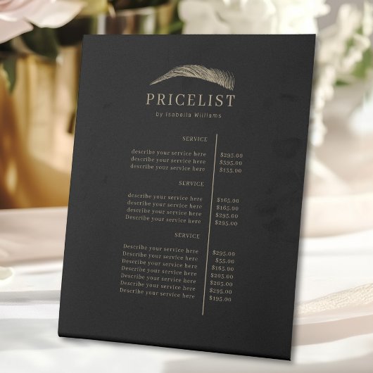 Signe De Table Minimal Elegant Eyebrow Salon Pricelist