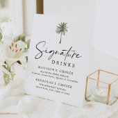 Signe De Table Minimal Palm Tree Wedding Signature Drinks