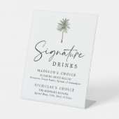 Signe De Table Minimal Palm Tree Wedding Signature Drinks (Recto)