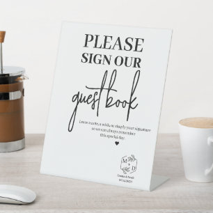 Signe De Table Minimal S'il Vous Plaît Signez Notre Livre D'or De