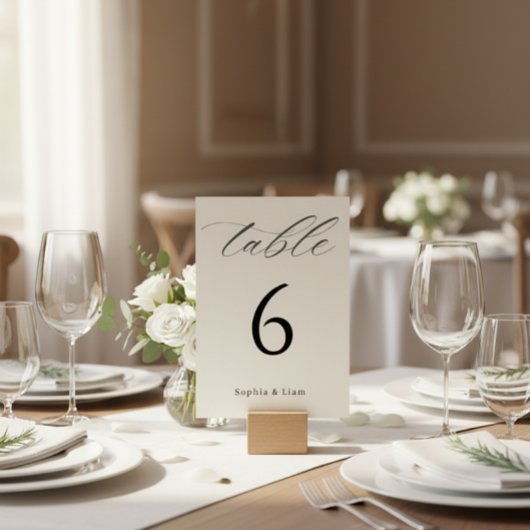 Signe De Table Minimalist Black and White Wedding Table Number 
