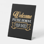 Signe De Table Minimalist Black Welcome Please Remove Your Shoes (Recto)