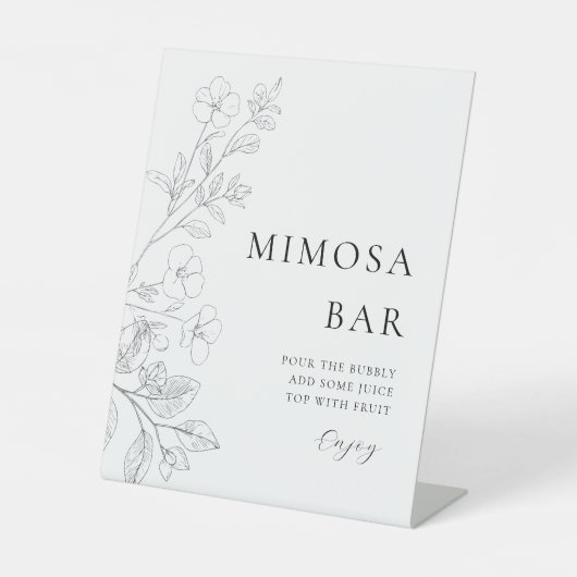 Signe De Table Minimalist Floral Mimosa Bar Sign (Recto)