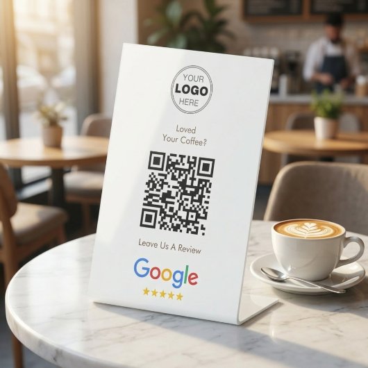 Signe De Table Minimalist Google Review QR Code Business Logo
