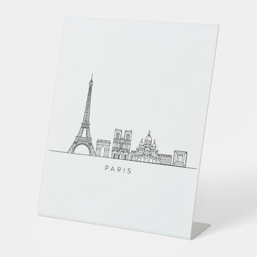 Signe De Table Minimalist Paris Skyline Line Art (Recto)