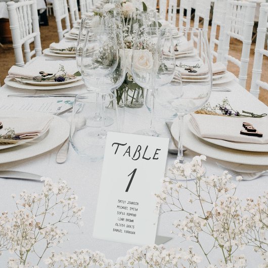 Signe De Table Minimalist Script Wedding Table Number