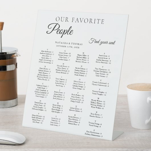 Signe De Table Minimalist Wedding Alphabetical Seating Chart (In SItu)