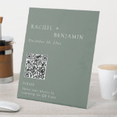 Signe De Table Minimalist Wedding Photo Share QR Code Sage Green (In SItu)