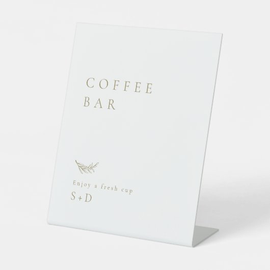 Signe De Table Minimalist White Gold Coffee Bar Wedding Sign (Recto)
