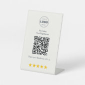 Signe De Table Minimalist White Modern QR Feedback Design (Recto)