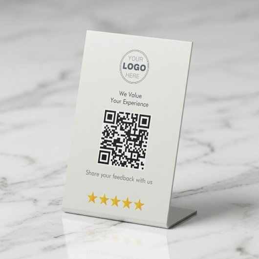 Signe De Table Minimalist White Modern QR Feedback Design