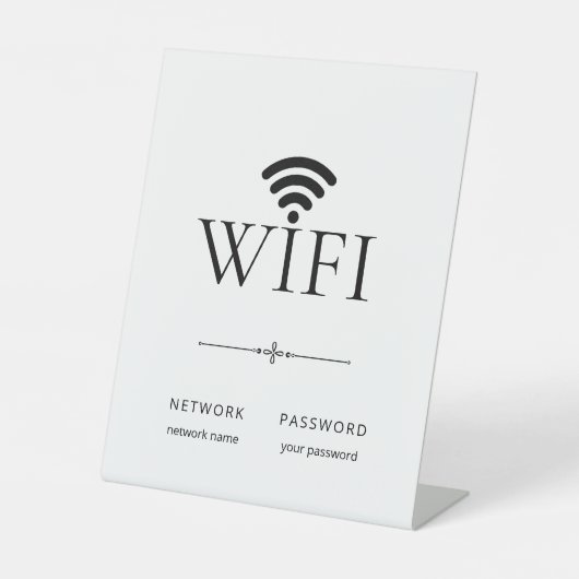 Signe De Table Minimalist Wifi Network Password Sign  (Recto)