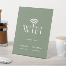 Minimalist Wifi Network Password Sign Muted Green