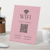 Signe De Table Minimalist WiFi Password Desk Sign QR Code  Pink (In SItu)