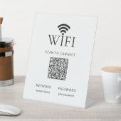 Signe De Table Minimalist WiFi Password Sign QR Code Black White (In SItu)
