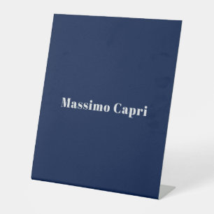 Signe De Table Minimaliste Élégant Bleu Foncé Propre Nom Texte Gr