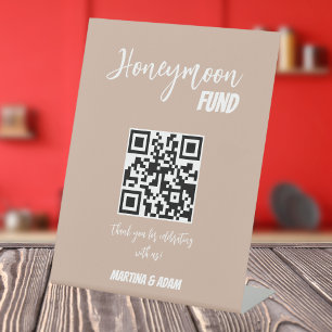 Signe De Table Minimaliste Retro Mariage Honeymoon Fund QR Code