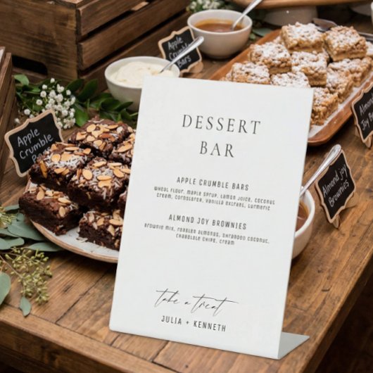 Signe De Table Minimalistic Classy Dessert Menu Wedding Sign