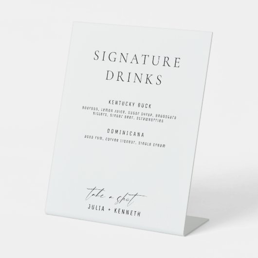 Signe De Table Minimalistic Classy Signature Drinks Wedding (Recto)