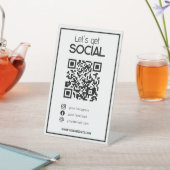 Signe De Table minimum blanc QR code simple me scanner médias soc (In SItu)